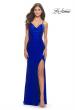 Picture of: Rhinestone Jersey Dress with Slit and Ruching in Royal Blue, Style: 31123, Detail Picture 4