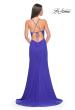 Picture of: Net Jersey Ruched Prom Dress with Illusion Bodice in Royal Blue, Style: 31151, Detail Picture 4