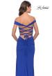 Picture of: Rhinestone Off the Shoulder Dress with Lace Up Back in Royal Blue, Style: 31276, Detail Picture 4