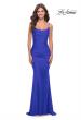 Picture of: Intricate Lace Up Back Jersey Gown with Ruching in Royal Blue, Style: 31330, Detail Picture 4