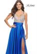 Picture of: Satin Gown with Sheer Rhinestone Bodice in Royal Blue, Style: 31592, Detail Picture 4