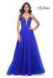 Picture of: Illusion Lace Bodice A-Line Tulle Prom Dress with Slit in Royal Blue, Style: 32059, Detail Picture 4