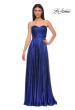 Picture of: Textured Chiffon Flowy Strapless Evening Dress in Royal Blue, Style 32382, Detail Picture 4