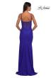 Picture of: Stretch Jersey Prom Dress with Ruched Waist and V Neckline in Royal Blue, Style: 32938, Detail Picture 4