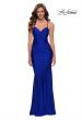 Picture of: Criss Cross Ruched Bodice Jersey Long Dress in Royal Blue, Style 29606, Detail Picture 5