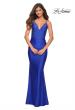 Picture of: Jersey Dress with Rhinestone Beaded Top and V Neck in Royal Blue, Detail Picture 5
