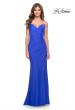Picture of: Long Ruched Jersey Gown with V Neckline in Royal Blue, Style: 31107, Detail Picture 5