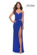 Picture of: Net Jersey Dress with Cut Outs and High Slit in Royal Blue, Style: 31124, Detail Picture 5