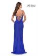 Picture of: Sheer Lace Side Panel Jersey Long Dress in Royal Blue, Style: 31335, Detail Picture 5