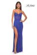 Picture of: Fishnet Rhinestone Fitted Dress with Bustier Top and High Neckline in Royal Blue, Style: 32446, Detail Picture 5