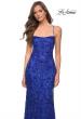 Picture of: Print Sequin Long Dress with Lace Up Back in Royal Blue, Style 29638, Detail Picture 6