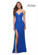 Picture of: Sleek Lace Long Dress with Sheer Sides and Open Back in Royal Blue, Style 29694, Detail Picture 6