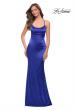 Picture of: Chic Stretch Satin Gown with Scoop Neck and Open Back in Royal Blue, Style 29858, Detail Picture 6