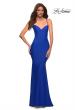 Picture of: Jersey Gown with Bustier Top and Lace Up Back in Blue, Style: 30491, Detail Picture 6