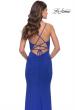 Picture of: Net Jersey Dress with Cut Outs and High Slit in Royal Blue, Style: 31124, Detail Picture 6