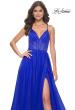 Picture of: A-Line Prom Dress with Illusion Ruched Bodice in Royal Blue, Style: 31457, Detail Picture 6