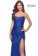 Picture of: Lace Up Back Sequin Gown with Flare Skirt in Royal Blue, Style: 31508, Detail Picture 6
