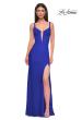 Picture of: Corset Jersey Prom Dress with Deep V Neckline in Royal Blue, Style 32763, Detail Picture 6