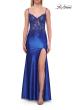 Picture of: Rhinestone Sheer Lace Bodice Prom Dress with High Slit in Royal Blue, Style: 33627, Detail Picture 6