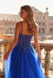 Picture of: Beaded Tulle A-Line Gown with Sheer Corset Bodice in Royal Blue, Style: 33702, Detail Picture 6