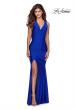 Picture of: Sleek Prom Dress with Deep V-Neckline and Tie Back in Royal Blue, Style: 28677, Detail Picture 7