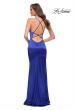Picture of: Chic Stretch Satin Gown with Scoop Neck and Open Back in Royal Blue, Style 29858, Detail Picture 7