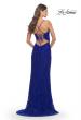 Picture of: Beaded Lace Gown with High Slit and V Neck in Royal Blue, Style: 31388, Detail Picture 7