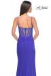 Picture of: Net Jersey Ruched Fitted Dress with Illusion and Boning on Back in Royal Blue, Style: 32160, Detail Picture 7