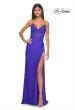 Picture of: Fitted Jersey Dress with Fishnet Rhinestone Illusion Bustier Top in Royal Blue, Style: 32230, Detail Picture 7