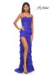 Picture of: Fitted Ruffle Skirt Lace Dress with Illusion Bodice in Royal Blue, Style: 32442, Detail Picture 7