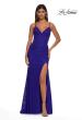 Picture of: Stretch Lace Dress with Illusion Corset Waist and Ruching in Royal Blue, Style: 32947, Detail Picture 7
