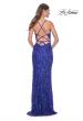 Picture of: Print Sequin Long Prom Dress with Lace Up Back in Royal Blue, Style: 31933, Detail Picture 5