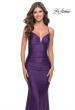 Picture of: Rhinestone Ruched Jersey Prom Dress with Lace Up Back in Royal Purple, Style: 31201, Detail Picture 8