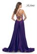 Picture of: A-Line Satin Gown with Deep V and Slit in Royal Purple, Style: 31533, Detail Picture 8