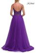 Picture of: Rhinestone Lace A-Line Gown with Sheer Bodice and Slit in Royal Purple, Style: 33674, Detail Picture 8