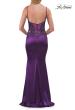 Picture of: Beaded Sheer Bodice Jersey Gown with Spaghetti Straps in Royal Purple, Style: 33709, Detail Picture 9