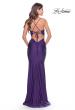 Picture of: Embellished Rhinestone Jersey Long Dress with Lace Up Back in Royal Purple, Style: 30996, Detail Picture 10