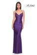 Picture of: Fitted Long Jersey Prom Dress with Ruching and Lace Up Back in Royal Purple, Style: 31618, Detail Picture 10