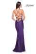 Picture of: Fitted Long Jersey Prom Dress with Ruching and Lace Up Back in Royal Purple, Style: 31618, Detail Picture 11