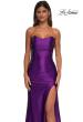 Picture of: Strapless Stretch Satin Dress with Sheer Corset Back in Royal Purple, Style: 32649, Detail Picture 14