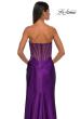 Picture of: Strapless Stretch Satin Dress with Sheer Corset Back in Royal Purple, Style: 32649, Detail Picture 16