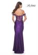 Picture of: Sheer Lace Bodice with Off the Shoulder Straps and Jersey Skirt Gown in Royal Purple, Style: 32302, Back Picture