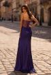 Picture of: Metallic Jersey Dress with Ruching and Sweetheart Top in Royal Purple, Style 32375, Back Picture