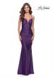 Picture of: Rhinestone Ruched Jersey Prom Dress with Lace Up Back in Royal Purple, Style: 31201, Detail Picture 1