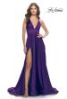 Picture of: A-Line Satin Gown with Deep V and Slit in Royal Purple, Style: 31533, Detail Picture 1