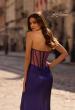 Picture of: Metallic Jersey Dress with Ruching and Sweetheart Top in Royal Purple, Style 32375, Detail Picture 1