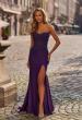 Picture of: Strapless Sheer Lace Corset Gown with High Slit in Royal Purple, Style: 33398, Detail Picture 1