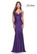 Picture of: Embellished Rhinestone Jersey Long Dress with Lace Up Back in Royal Purple, Style: 30996, Detail Picture 2
