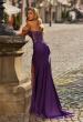 Picture of: Strapless Sheer Lace Corset Gown with High Slit in Royal Purple, Style: 33398, Detail Picture 2