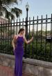 Picture of: Fitted Jersey Gown with Open Back and Ruching in Royal Purple, Style: 33644, Detail Picture 3